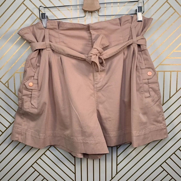 Topshop Utility Paperbag Shorts in Nude Beige Size 14 - Picture 2 of 9